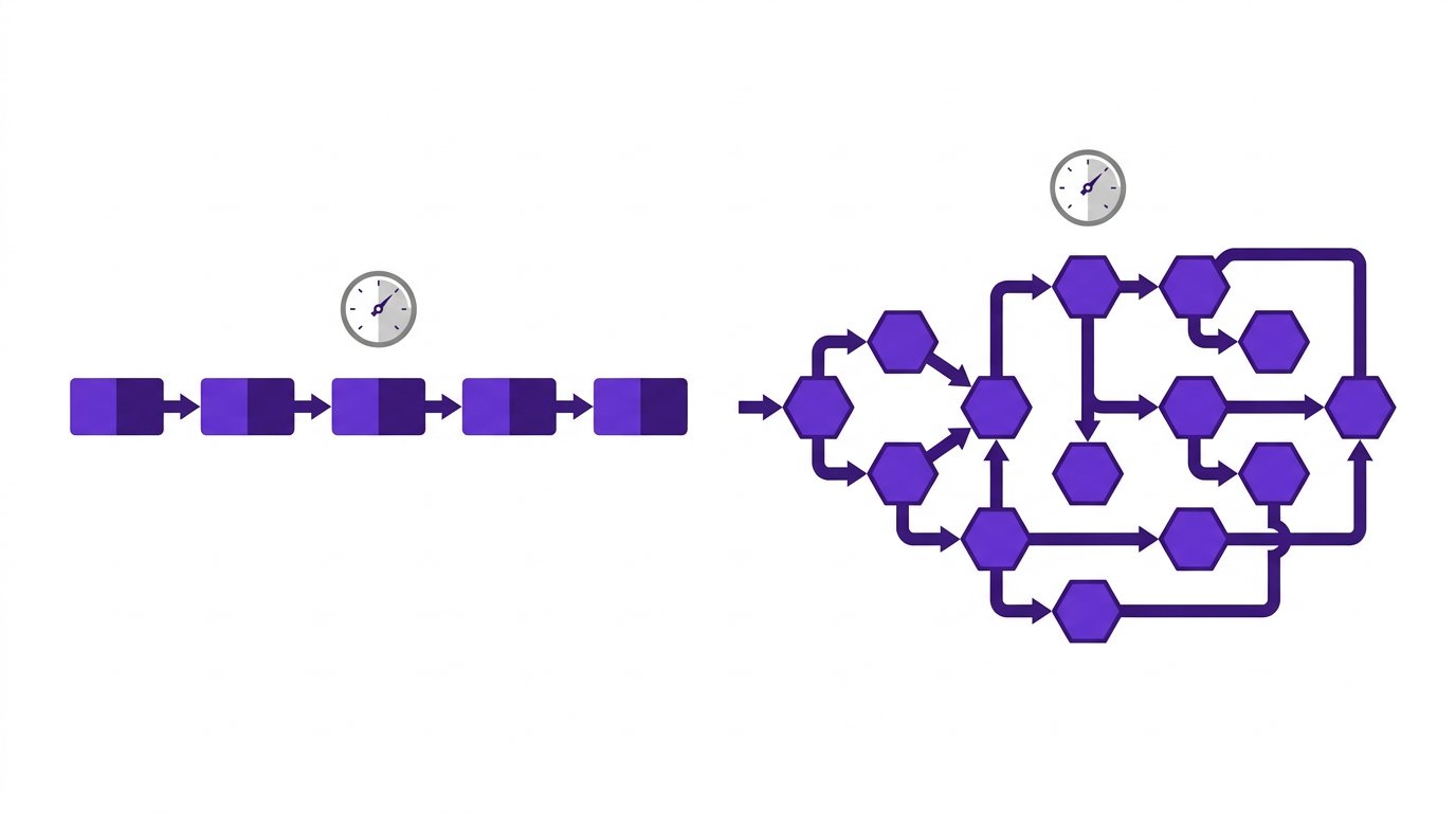 Editorial illustration comparing Zapier's task-based billing with Make's per-module operation billing.